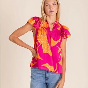 Alden Adair Pink and Orange Patterned Top